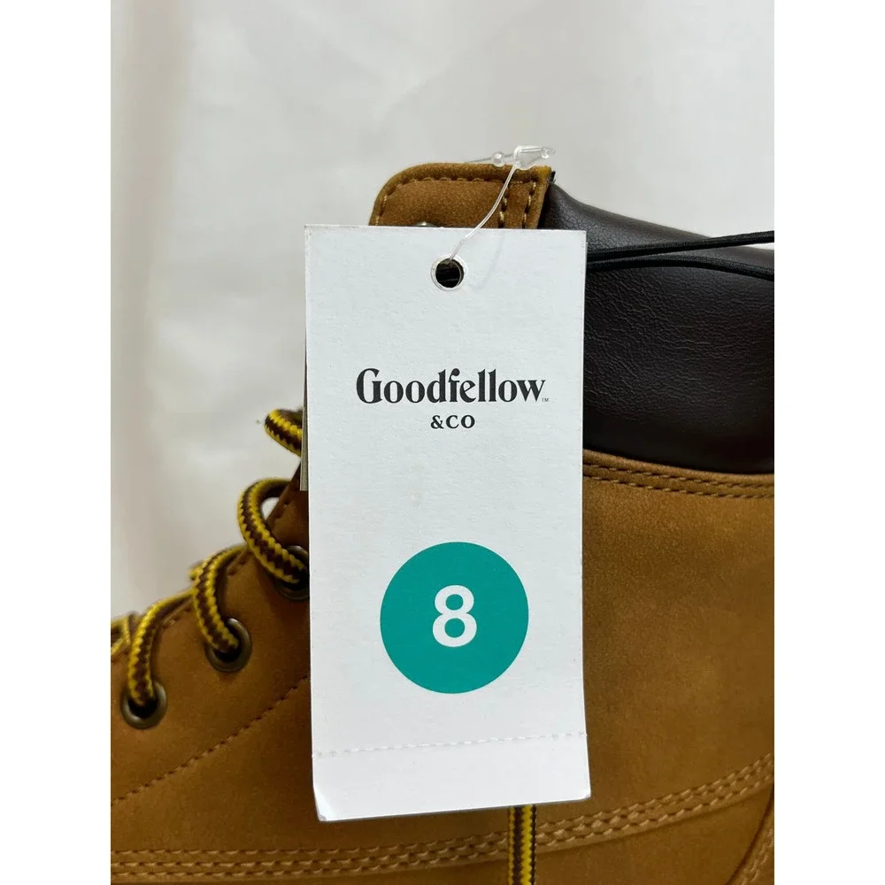 Goodfellow & Co Mens Lace Up Work Boots Wheat Tan Faux Suede Size 8 NEW